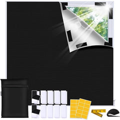 Portable 100% Blackout Blind, DlY No Drill Blinds Blackout with Strong Adhesive & Velcro for Bedroom, Nursery, Loft, RV (79" x 57")
