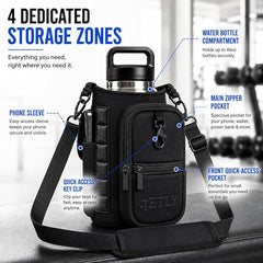 Magnetic Gym Bag & Water Bottle Holder Strong Magnetic Hold, 4-Zone Storage,