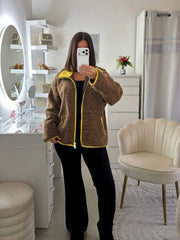 Casual Turtleneck Knitted Ribbed Sweater Women's Loose Full Sleeve