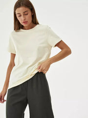 Wolfeel Summer 100% Cotton Women's T-shirt Bottoming Basic Fashionable