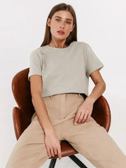 Wolfeel Summer 100% Cotton Women's T-shirt Bottoming Basic Fashionable