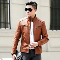 Real Leather Jacket Men Motorcycle Winter Coat Men Multi-pocket Warm