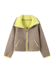 Casual Turtleneck Knitted Ribbed Sweater Women's Loose Full Sleeve