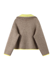 Casual Turtleneck Knitted Ribbed Sweater Women's Loose Full Sleeve