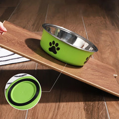 Pet Bowl Stainless Steel Dog Water Bowl with Non-Slip Rubber Base