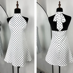 Tornova Polka Dot Halter Sleeveless Dress For Women Sexy Backless Fashion