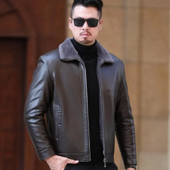 Men's Fur One Casual Thickened Motorcycle Jacket Mens Fashion
