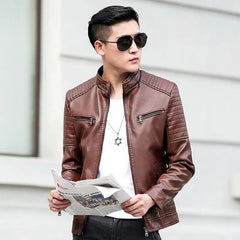 Real Leather Jacket Men Motorcycle Winter Coat Men Multi-pocket Warm