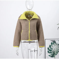 Casual Turtleneck Knitted Ribbed Sweater Women's Loose Full Sleeve