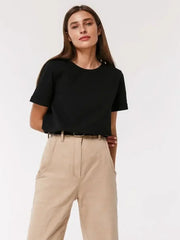 Wolfeel Summer 100% Cotton Women's T-shirt Bottoming Basic Fashionable