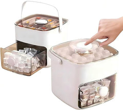 Ice Cube Tray with Lid and Bin, 48-Cube Easy Release Ice Mold | Manual Freezer Use,One-Click Press Design for Whiskey, Cocktails, Coffee