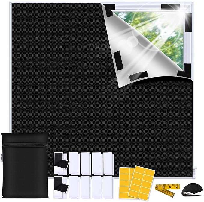 Portable 100% Blackout Blind, DlY No Drill Blinds Blackout with Strong Adhesive & Velcro for Bedroom, Nursery, Loft, RV (79" x 57")
