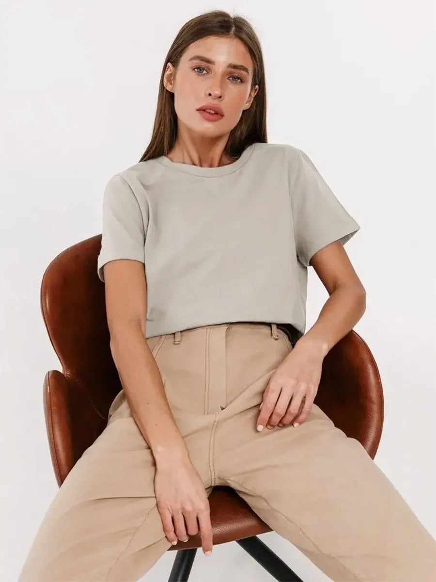 Wolfeel Summer 100% Cotton Women's T-shirt Bottoming Basic Fashionable