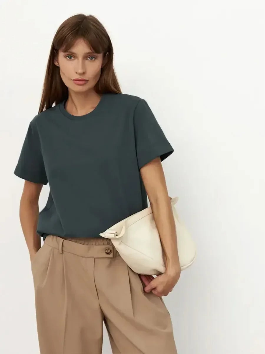 Wolfeel Summer 100% Cotton Women's T-shirt Bottoming Basic Fashionable