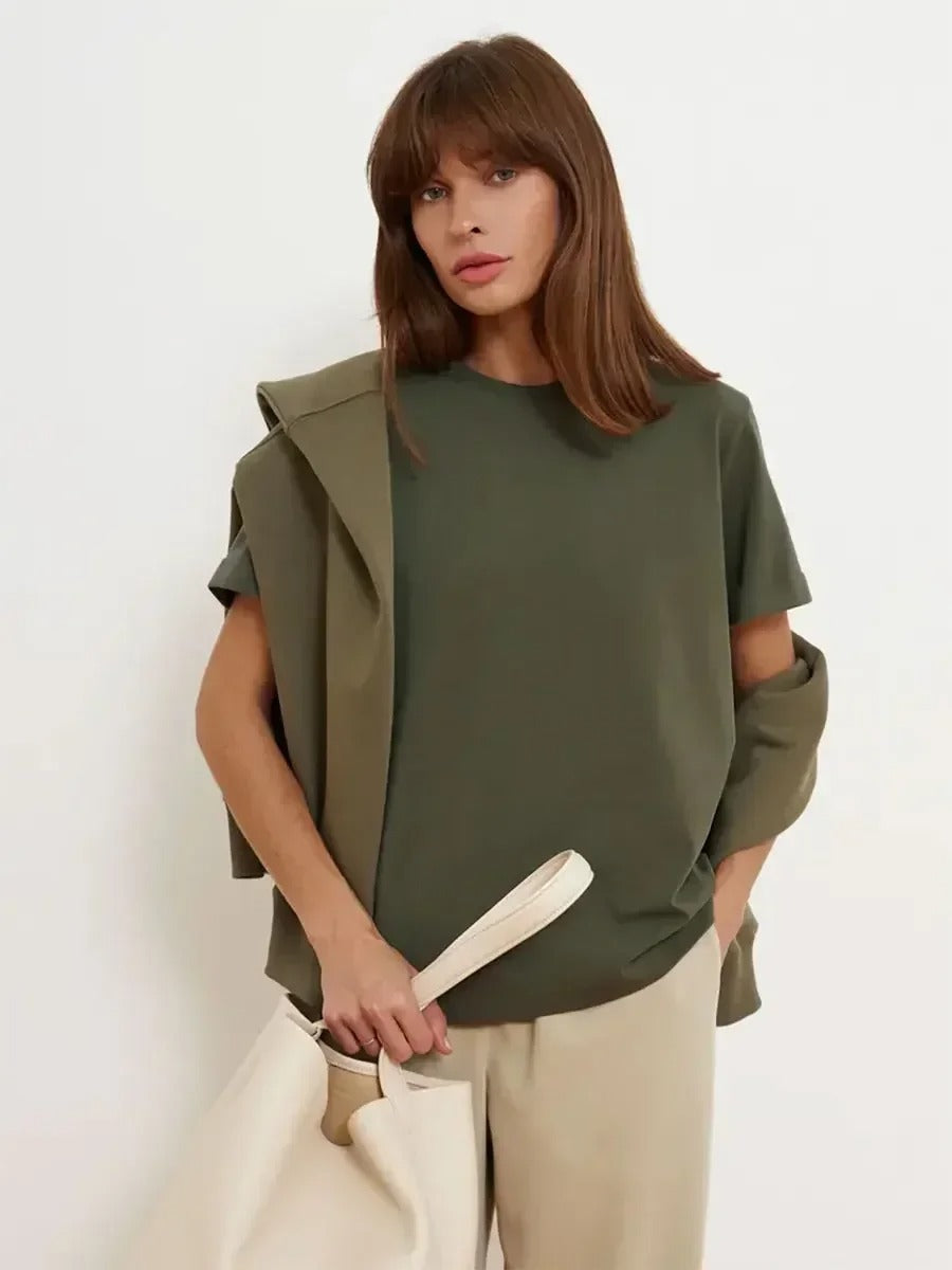 Wolfeel Summer 100% Cotton Women's T-shirt Bottoming Basic Fashionable