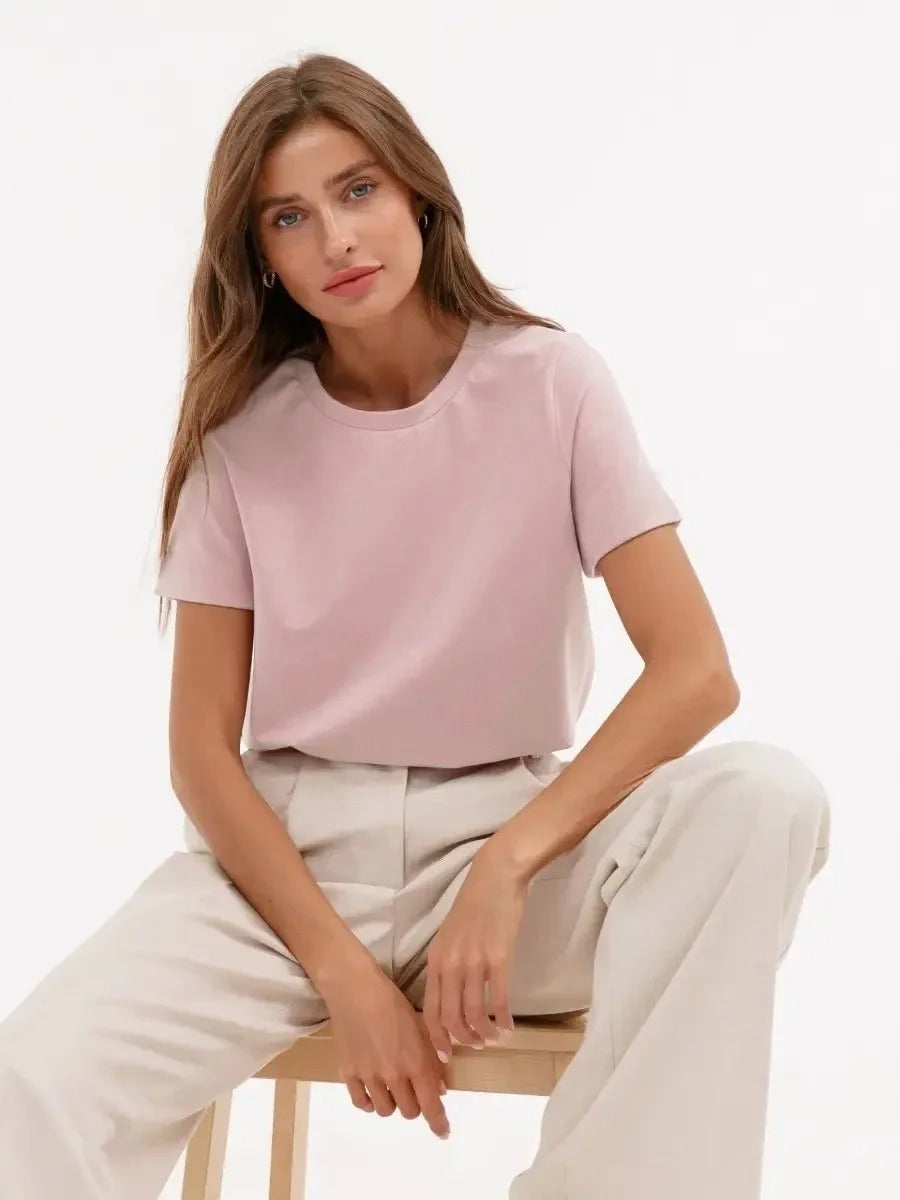 Wolfeel Summer 100% Cotton Women's T-shirt Bottoming Basic Fashionable