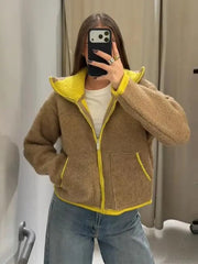 Casual Turtleneck Knitted Ribbed Sweater Women's Loose Full Sleeve