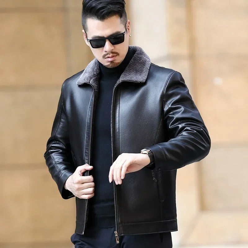 Men's Fur One Casual Thickened Motorcycle Jacket Mens Fashion