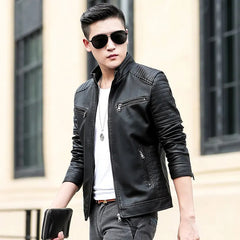 Real Leather Jacket Men Motorcycle Winter Coat Men Multi-pocket Warm