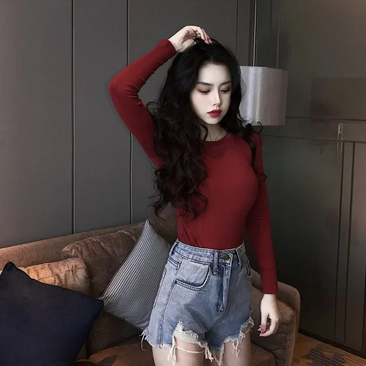 Spring Hot Sale Of The Season Women's Long Sleeve T-Shirt Korean Style