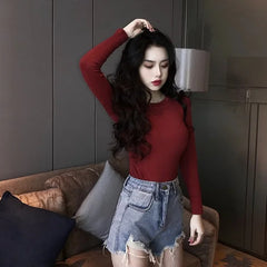 Spring Hot Sale Of The Season Women's Long Sleeve T-Shirt Korean Style