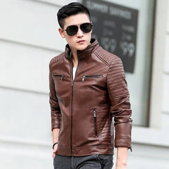 Real Leather Jacket Men Motorcycle Winter Coat Men Multi-pocket Warm