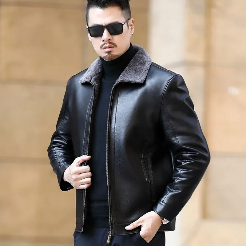 Men's Fur One Casual Thickened Motorcycle Jacket Mens Fashion