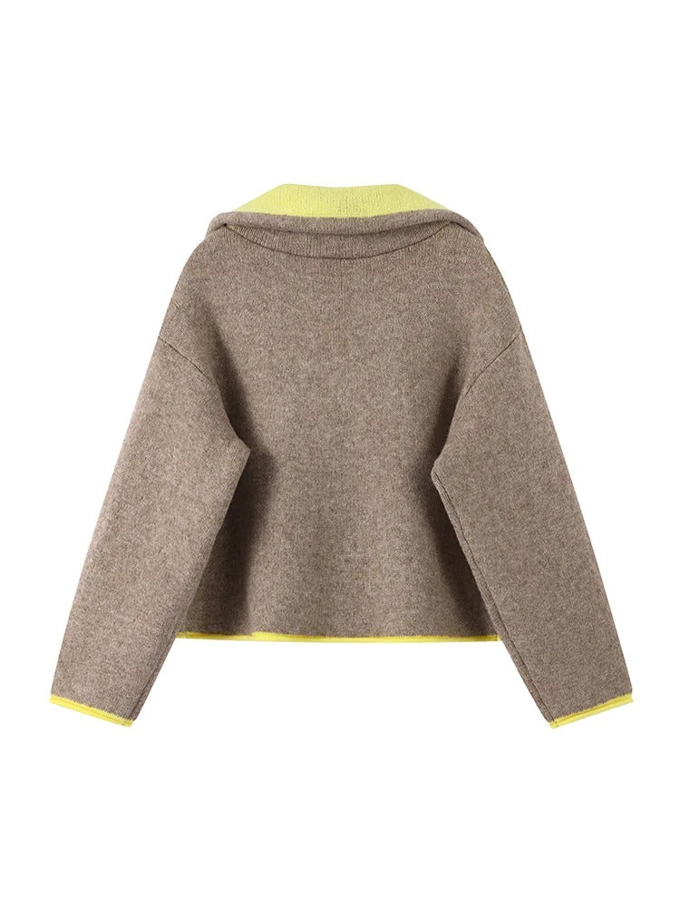 Casual Turtleneck Knitted Ribbed Sweater Women's Loose Full Sleeve