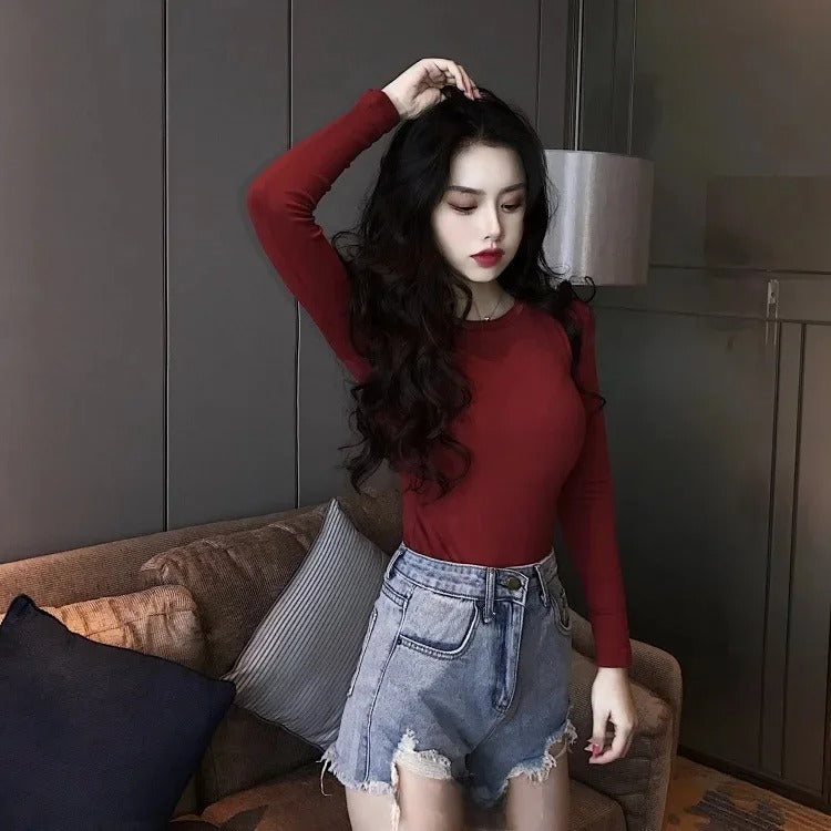 Spring Hot Sale Of The Season Women's Long Sleeve T-Shirt Korean Style