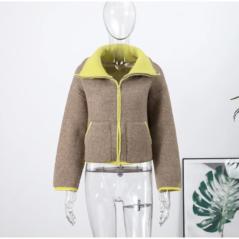 Casual Turtleneck Knitted Ribbed Sweater Women's Loose Full Sleeve