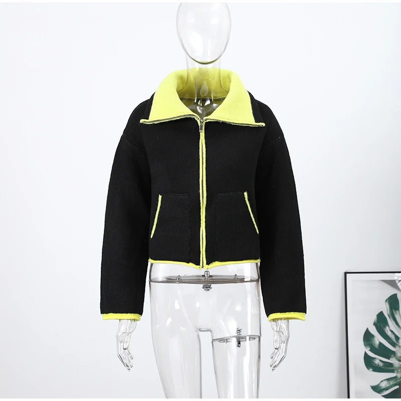 Casual Turtleneck Knitted Ribbed Sweater Women's Loose Full Sleeve